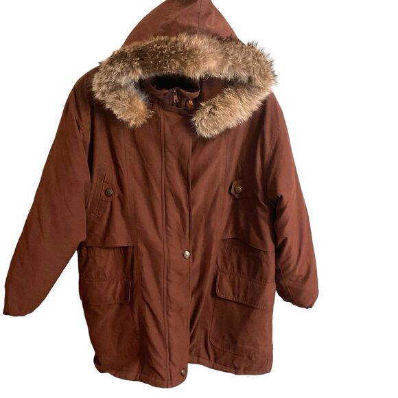 Larry Levine Women's Sz S Removable Raccoon Fur Hood Winter Parka Anorak - Picture 4 of 14